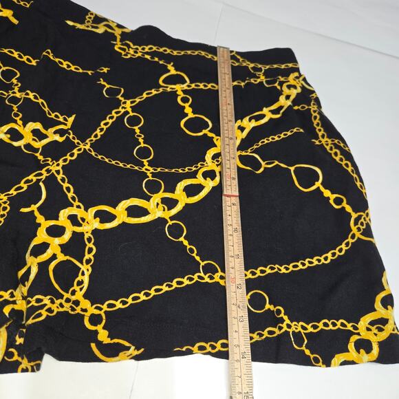 Decree Womens XL Shorts Flowy Gold Chain All Over Print Pockets Beach Festival - Picture 4 of 14